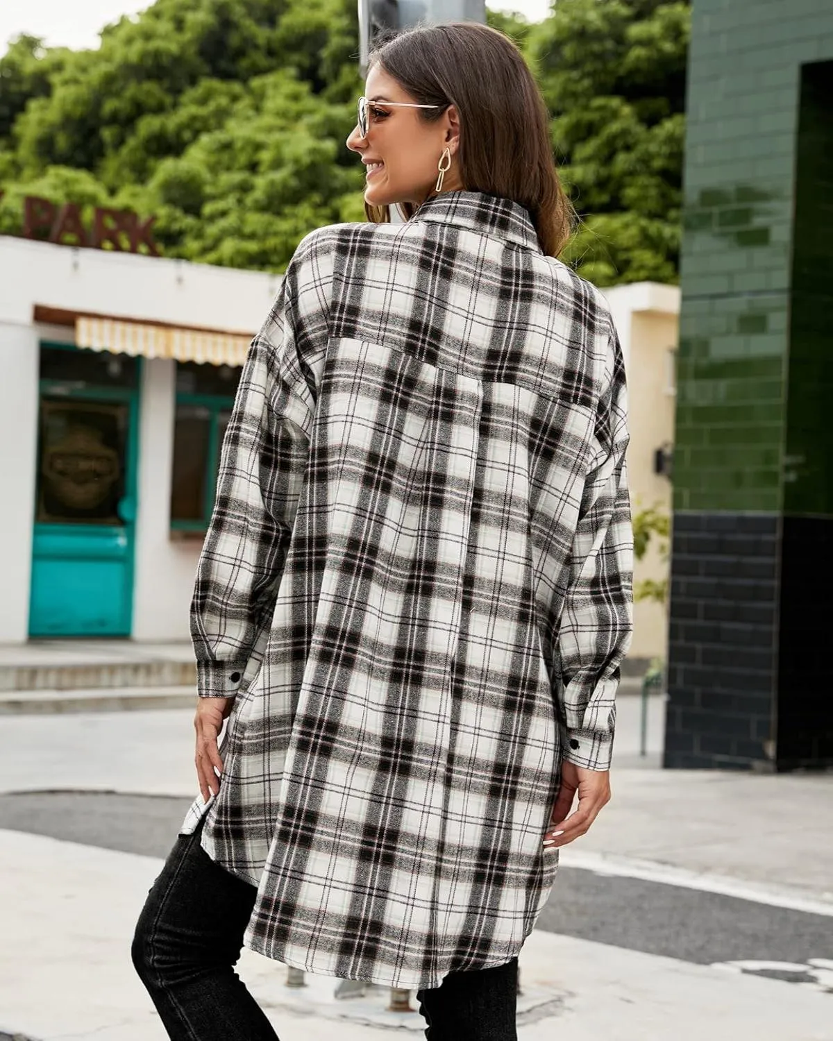🔥2025 NEW SALES - 50% OFF🔥Women's Button Down Flannel Shirts Plaid Shacket Collared Long Jacket Coats