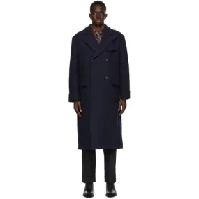 4SDESIGNS Navy Melton Wool Morning Frock Coat