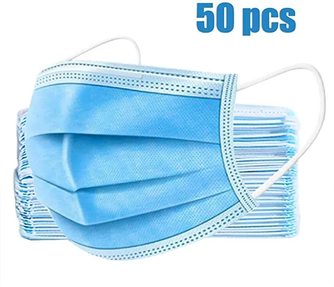50 Pack Disposable Face Mask Safety for Personal Health, 3-Ply Ear Loop LIMITED TIME OFFER