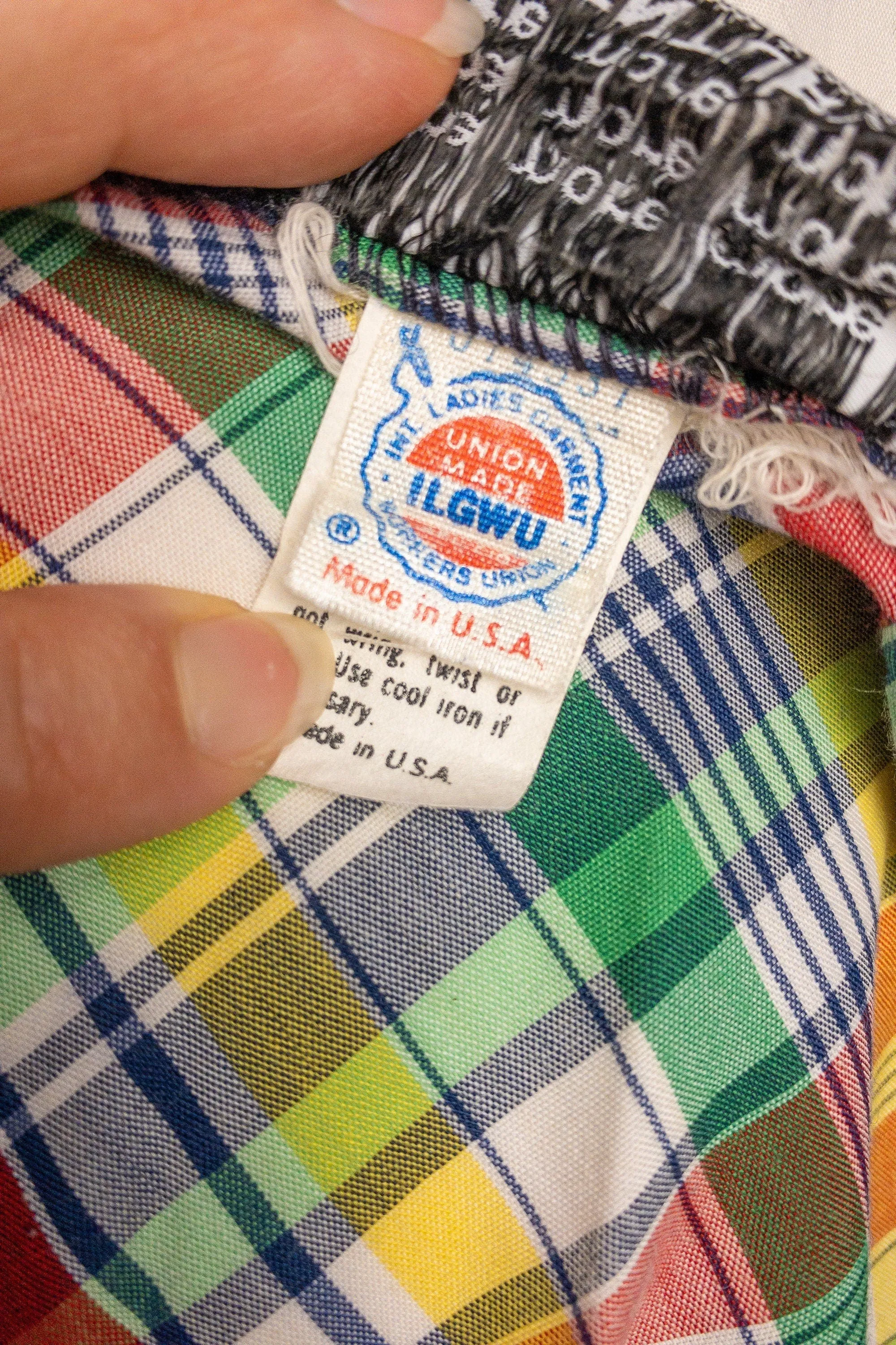 70's Rainbow Plaid Skirt | 34"