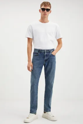 Antonıa Erkek Tappared Fit Boru Paça Kalın Dokulu Esnek Yapılı Magic Denim Kot Açık Mavi Jeans