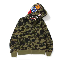 BAPE "1st Camo" Shark Full Zip Hoodie Green