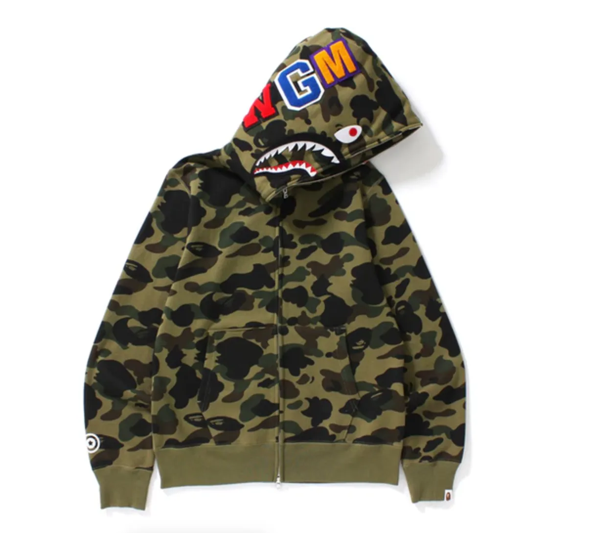 BAPE "1st Camo" Shark Full Zip Hoodie Green