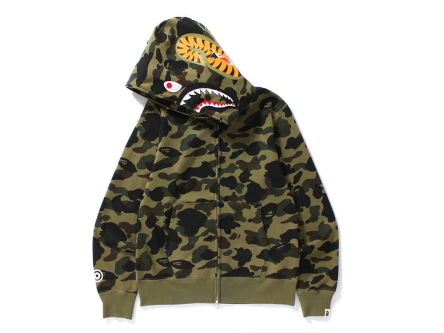 BAPE "1st Camo" Shark Full Zip Hoodie Green