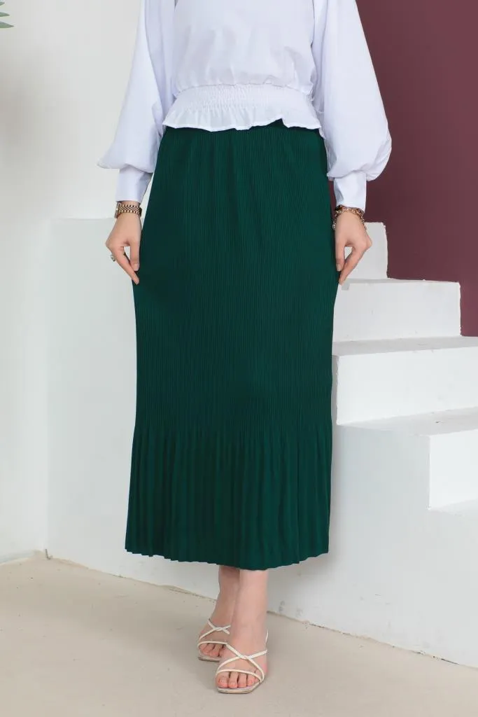 BNG Women - Pleated Hijab Skirt Emerald Green - Clermont