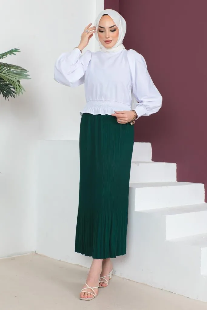 BNG Women - Pleated Hijab Skirt Emerald Green - Clermont