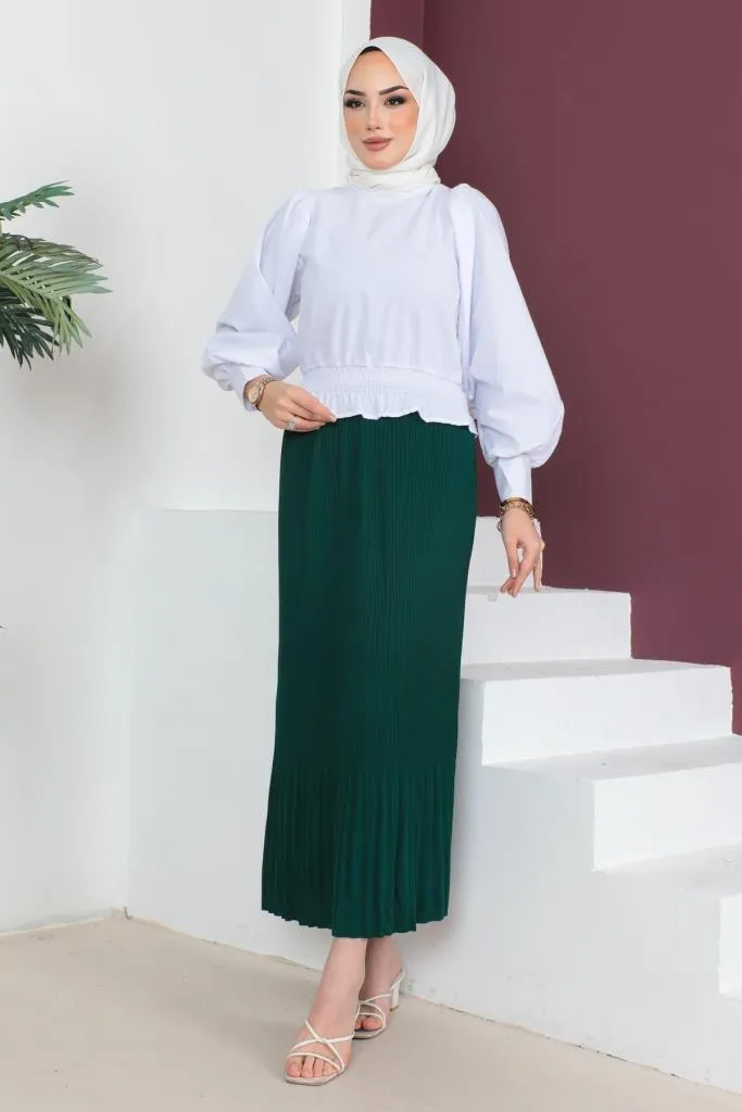 BNG Women - Pleated Hijab Skirt Emerald Green - Clermont