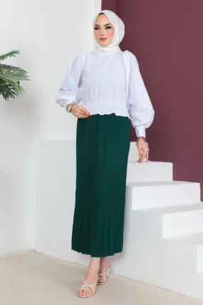 BNG Women - Pleated Hijab Skirt Emerald Green - Clermont