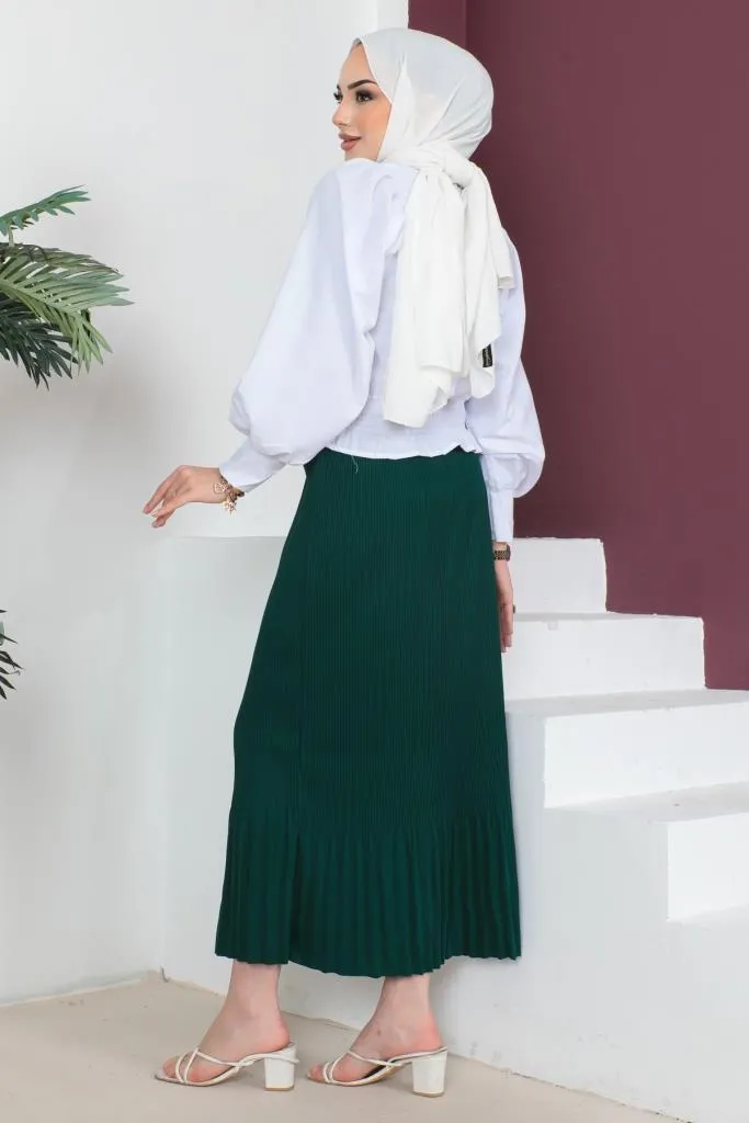 BNG Women - Pleated Hijab Skirt Emerald Green - Clermont