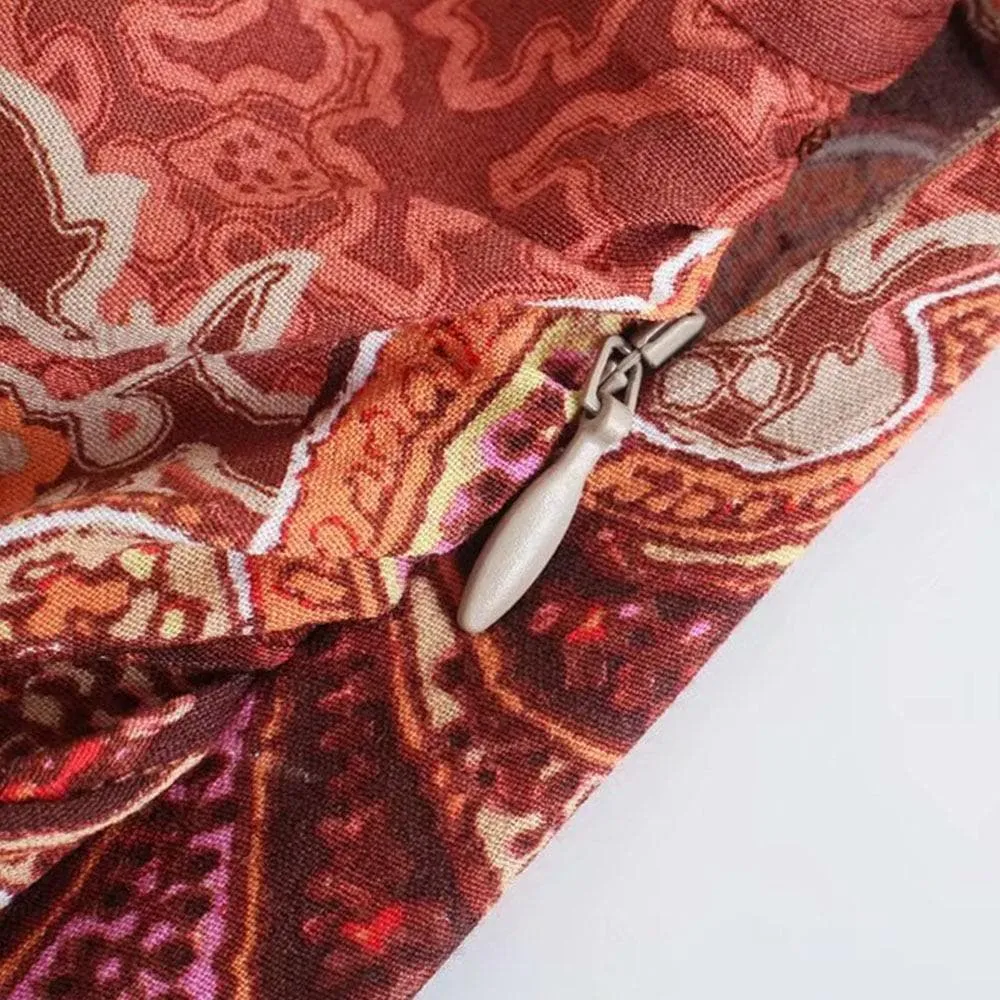 BOHEMIAN PRINTED MIDI SKIRT