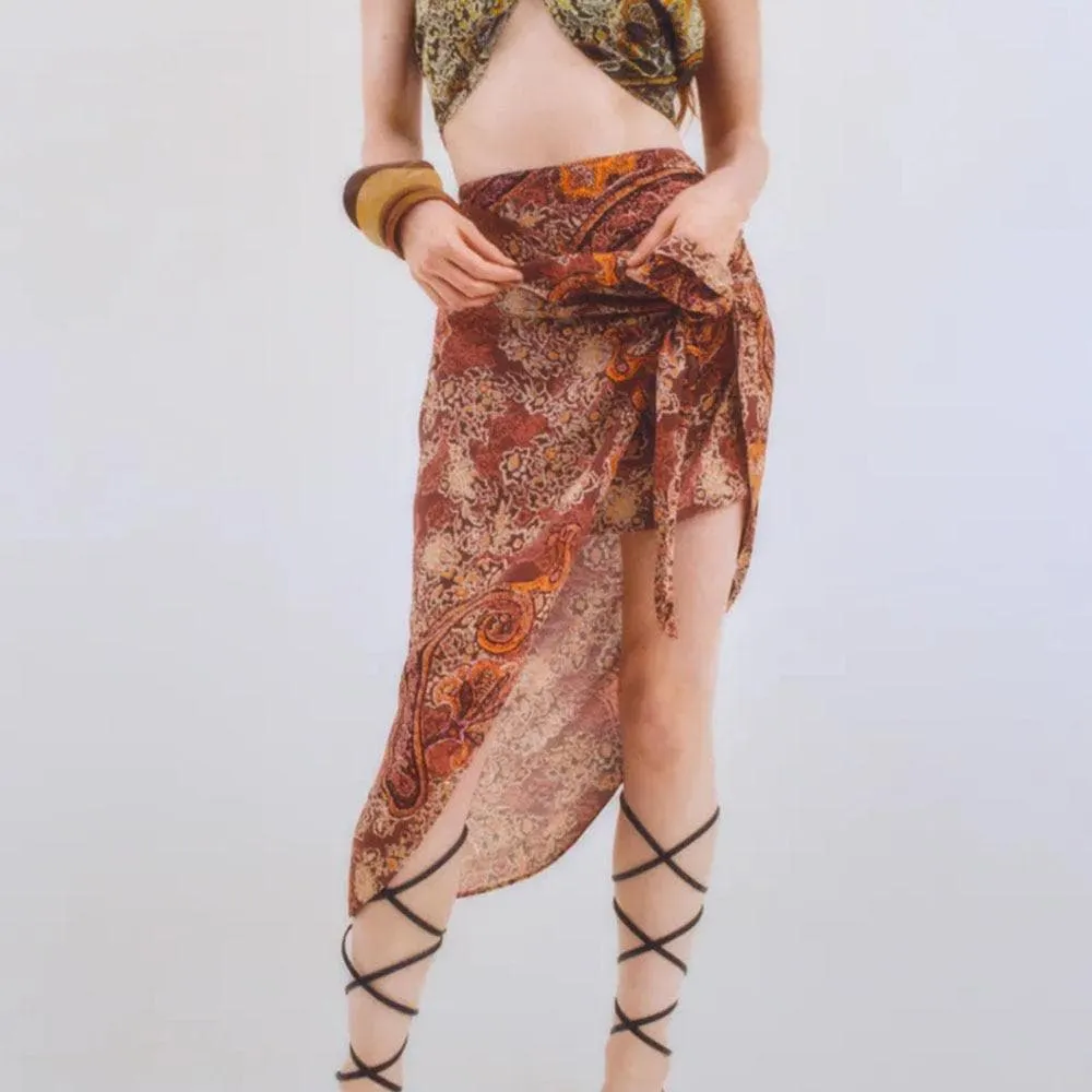 BOHEMIAN PRINTED MIDI SKIRT