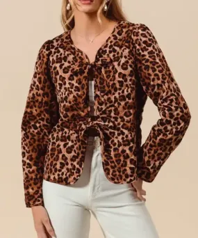 Bow Tie Front Jacket - Leopard - FINAL SALE