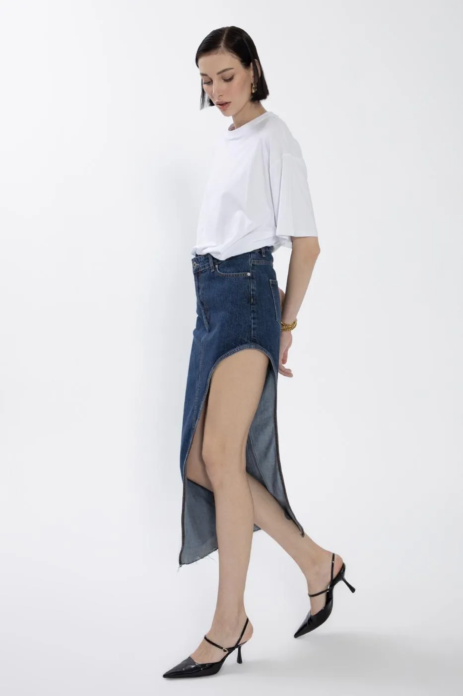 BSL Women Cut Out Denim Skirt - Lake Ridge