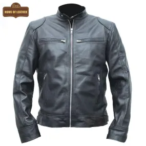 Cafe Racer Retro M042 Men's Black Real Leather Jacket 2020