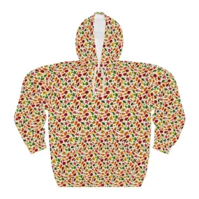 Chic Pullover Hoodie with Autumn Leaves Pattern