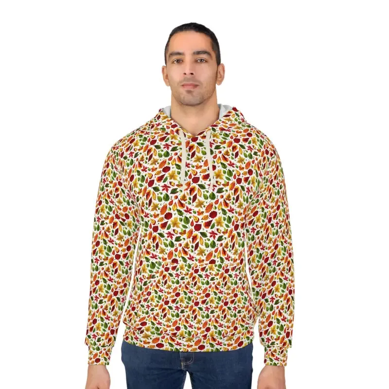 Chic Pullover Hoodie with Autumn Leaves Pattern