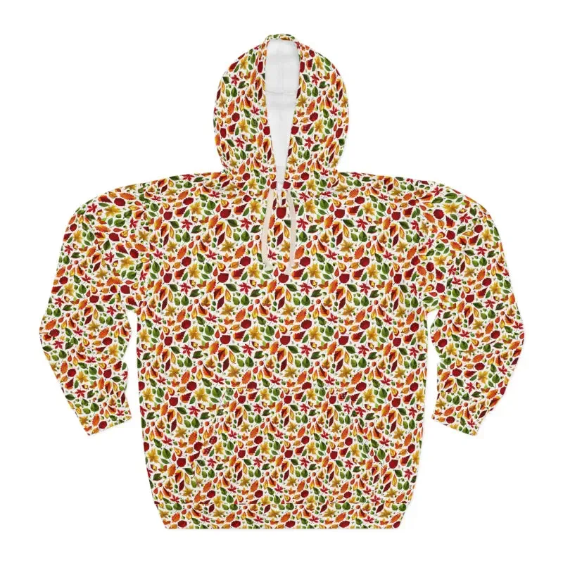 Chic Pullover Hoodie with Autumn Leaves Pattern
