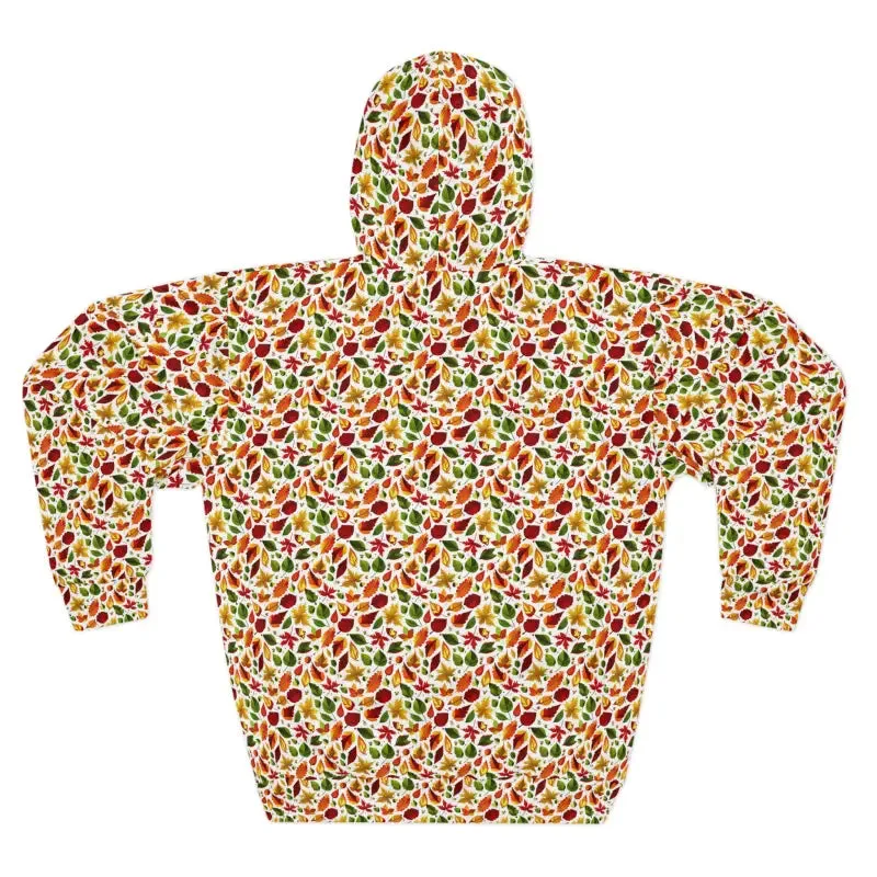 Chic Pullover Hoodie with Autumn Leaves Pattern