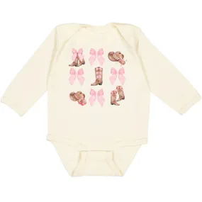Coquette Cowgirl Long Sleeve Bodysuit - Natural