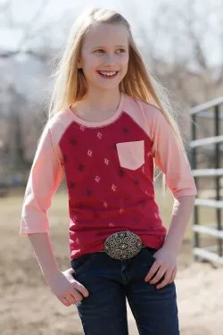 Cruel Girl's Pink Diamonds ¾ Sleeve T-Shirt
