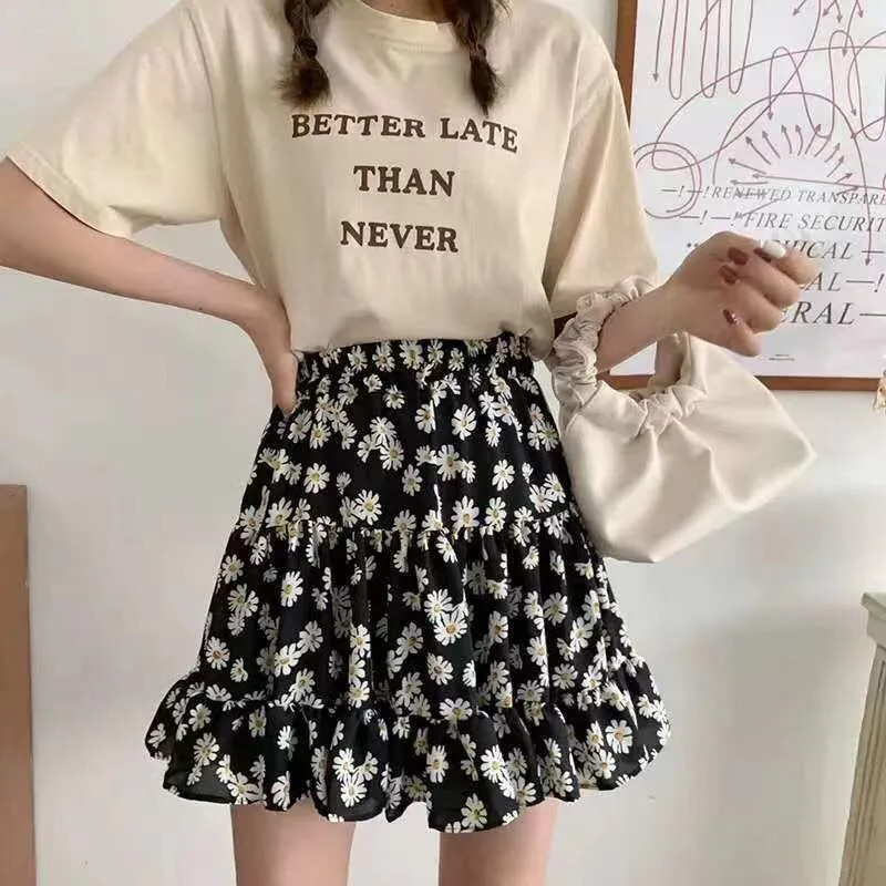 Floral Printed Ruffles Skirt