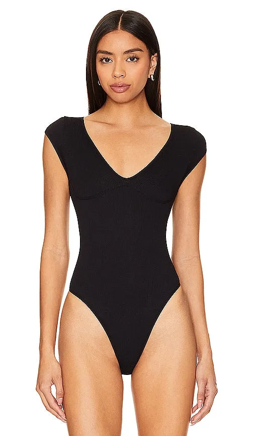 Free People Meg Bodysuit in Black
