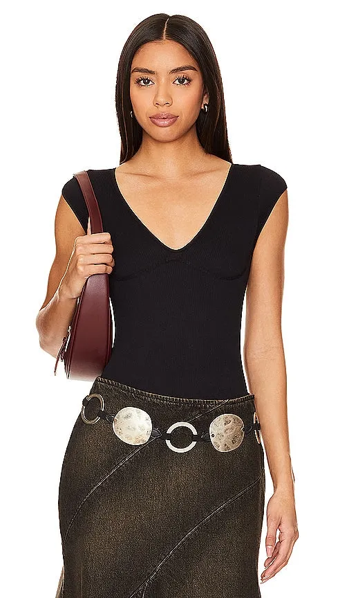 Free People Meg Bodysuit in Black