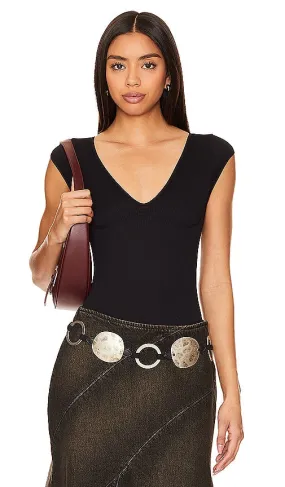 Free People Meg Bodysuit in Black