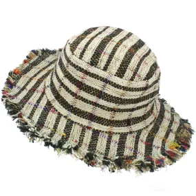 Hemp Sun Hat - Frayed Black White