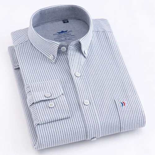 Men Casual 100% Cotton Oxford Striped Shirt