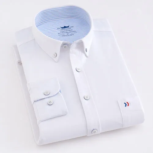 Men Casual 100% Cotton Oxford Striped Shirt
