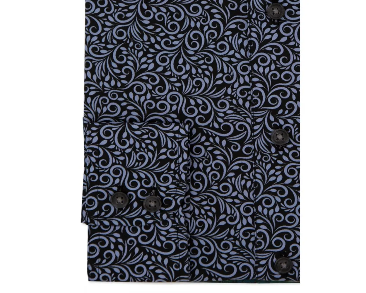 Mens Slim Fit Black & Grey Swirl Long Sleeve Casual Shirt