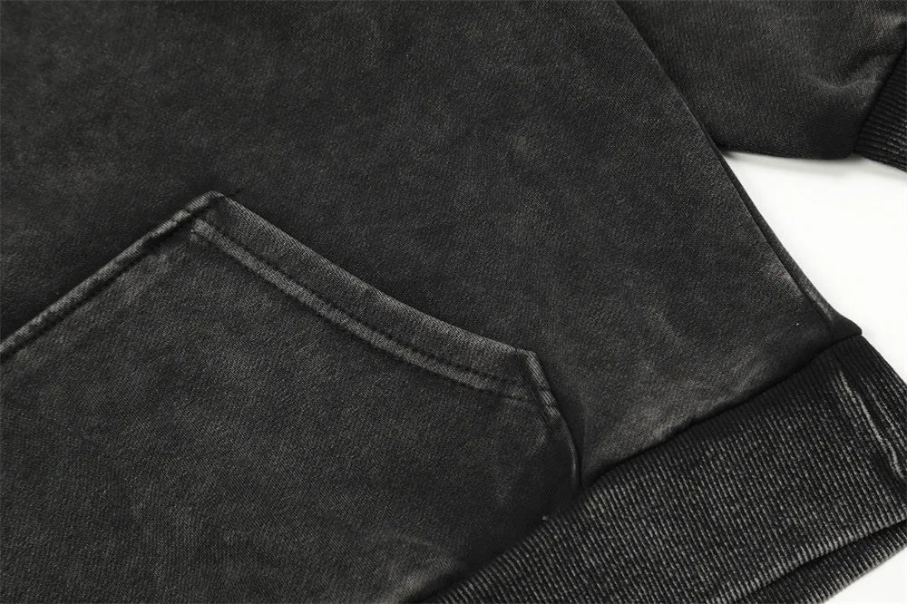 Men's Worn Washed-out Hooded Pullover
