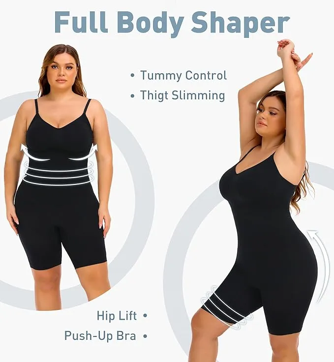 New Wizshapor Bodysuit Shapewear for Women Seamless Body Shaper Bodysuits Tummy Control Shape Wear Black Sz M
