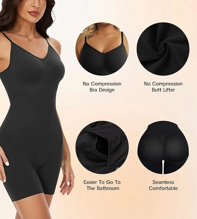 New Wizshapor Bodysuit Shapewear for Women Seamless Body Shaper Bodysuits Tummy Control Shape Wear Black Sz M