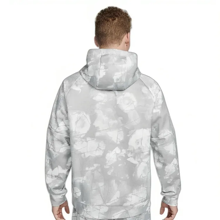 NIKE MENS THERMA-FIT PRINTED GRAY PULLOVER FITNESS HOODIE