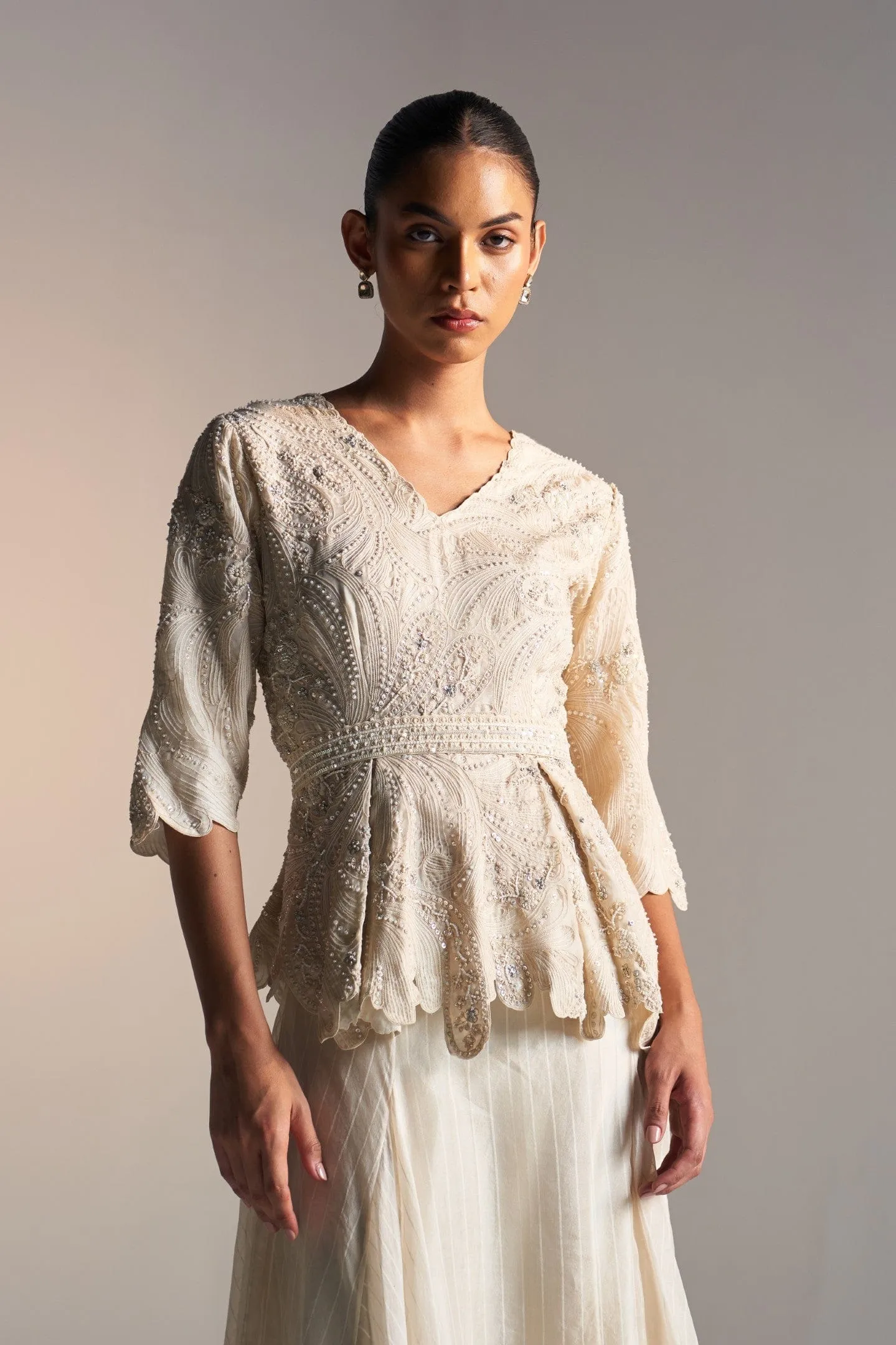 Pigeon white top & skirt set