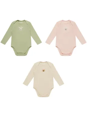 Pink Green Bodysuit 3 Piece Set (0-12M)