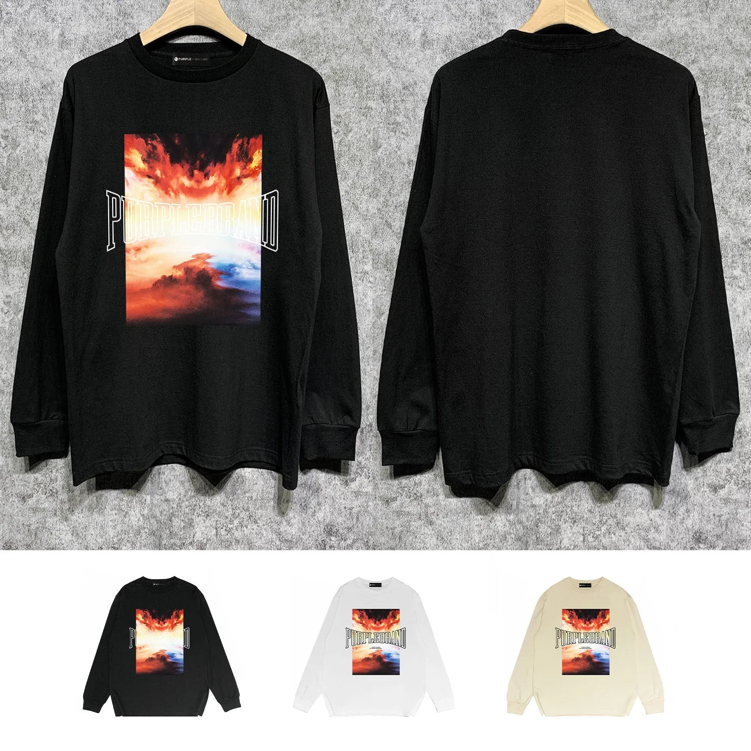 Purple Brand Long Sleeve T-Shirt Long Fashion Loose Long Sleeve Top
