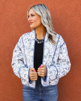 Quilted Floral Crop Jacket