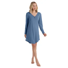 Quinn - 36" Y-Neck Henley Sleepshirt
