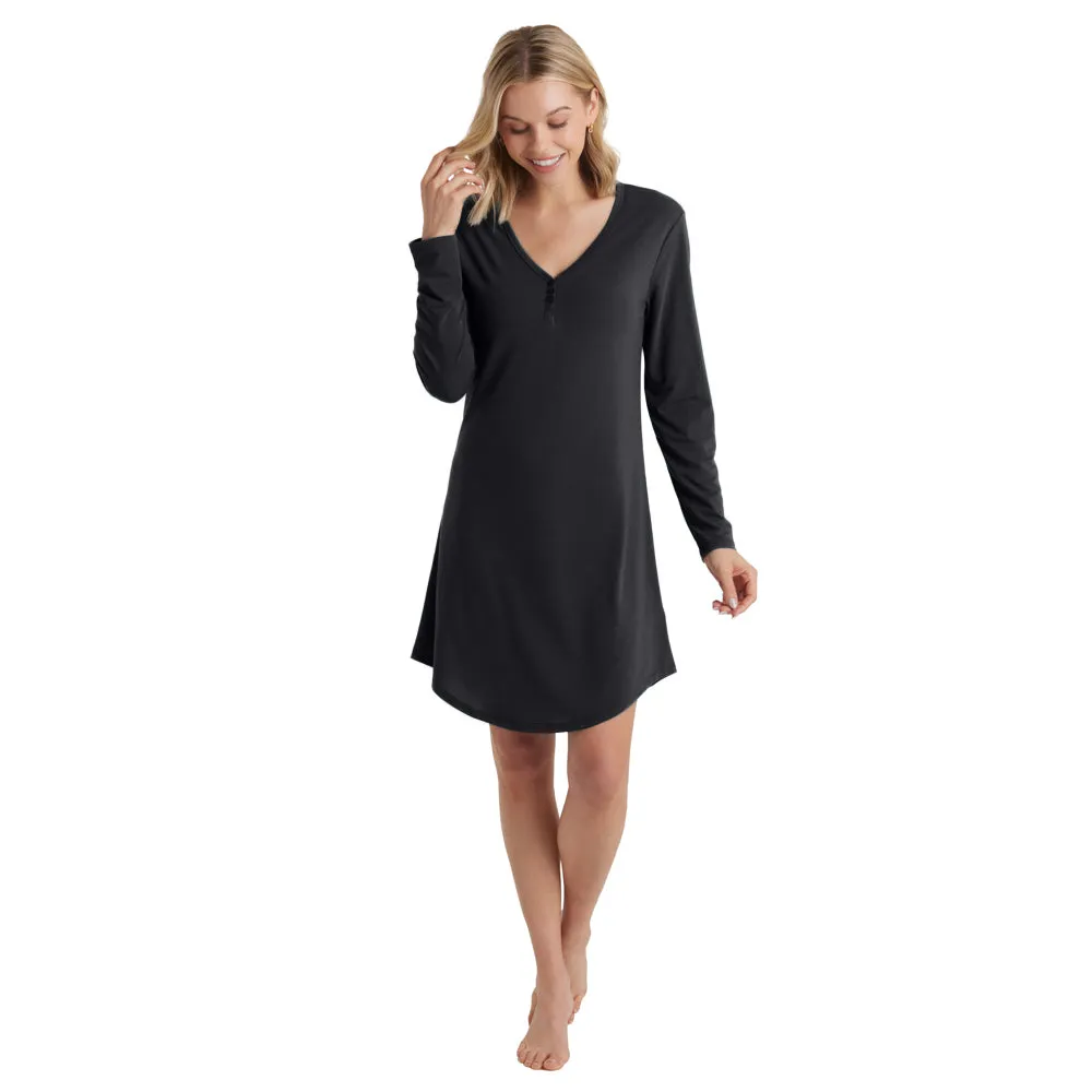 Quinn - 36" Y-Neck Henley Sleepshirt
