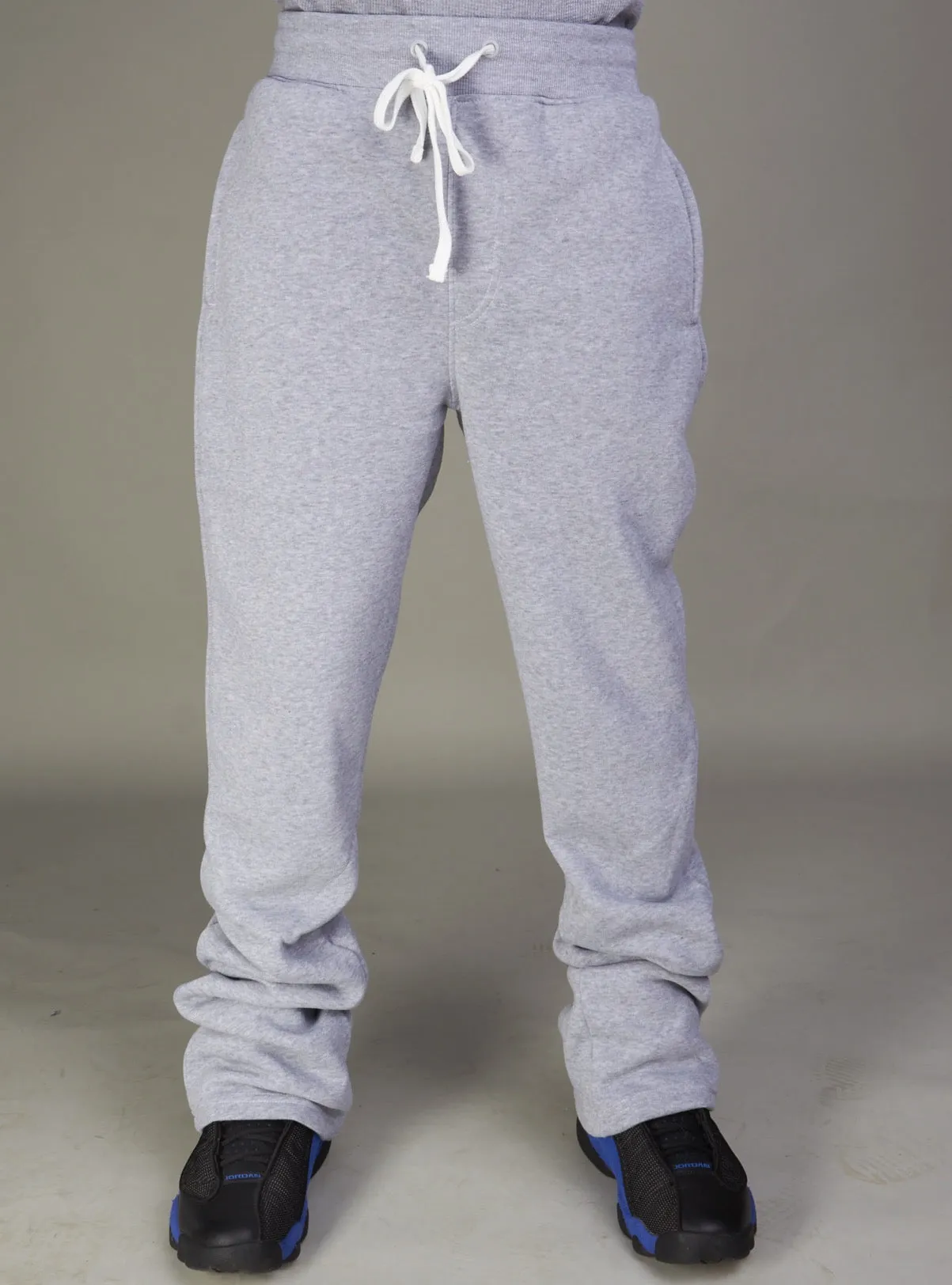 Rebel Minds Sweatpants - Fleece Stacked Fit - Heather Grey - 100-475