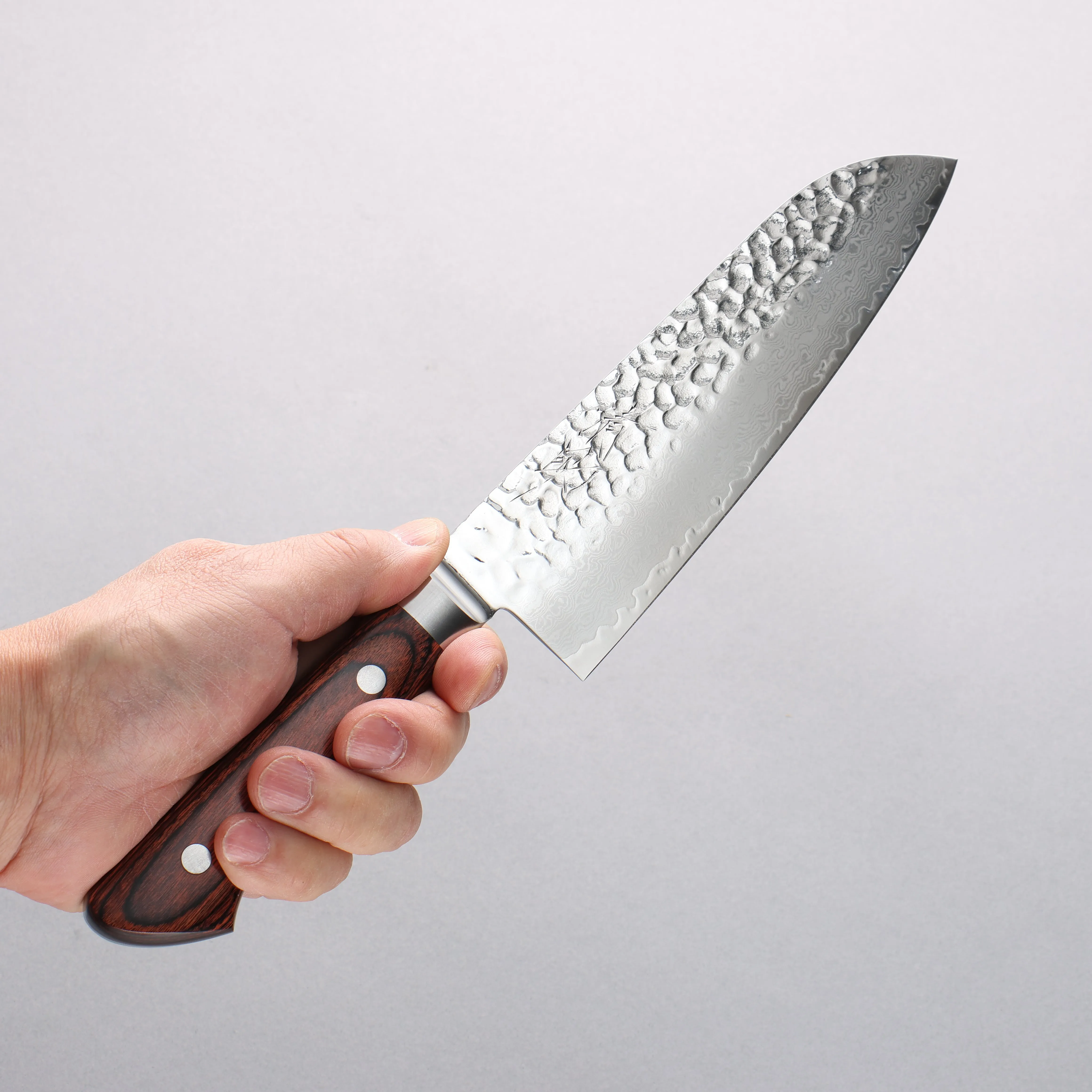 Seisuke VG10 33 Layer Damascus Santoku  170mm Brown Pakka wood Handle with Sheath
