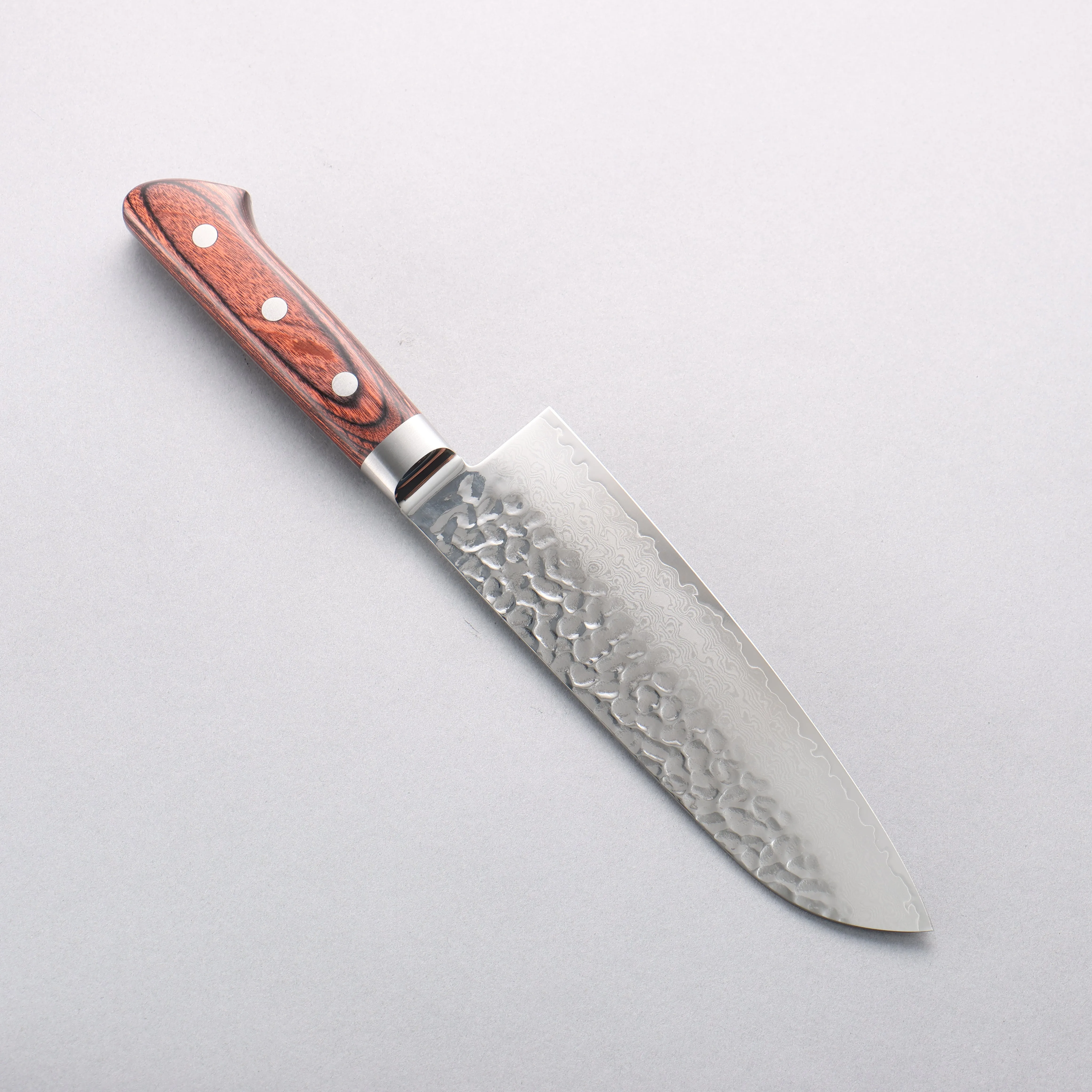 Seisuke VG10 33 Layer Damascus Santoku  170mm Brown Pakka wood Handle with Sheath