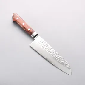 Seisuke VG10 33 Layer Damascus Santoku  170mm Brown Pakka wood Handle with Sheath