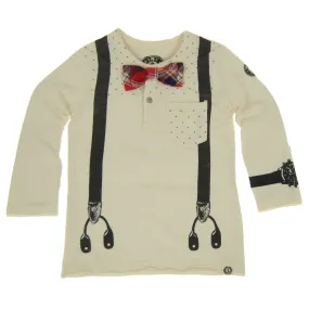 Suspender Bow Tie Baby Henley Shirt by: Mini Shatsu