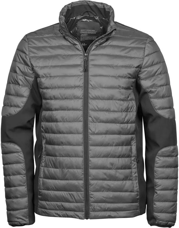 Tee Jays Men's Crossover Jacket | Showerproof Puffer | Softshell Panels | Black or Grey | S-4XL