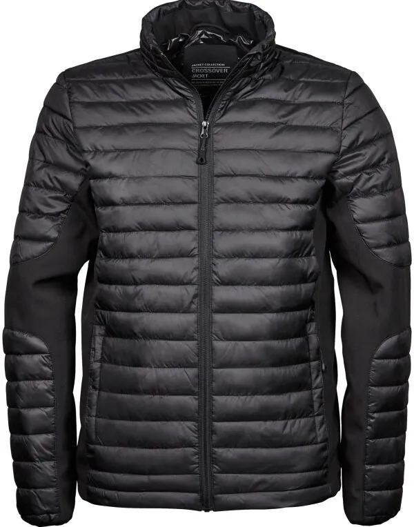 Tee Jays Men's Crossover Jacket | Showerproof Puffer | Softshell Panels | Black or Grey | S-4XL