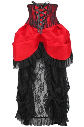 Top Drawer Steel Boned Red/Black Lace Victorian Bustle Underbust Corset Dress